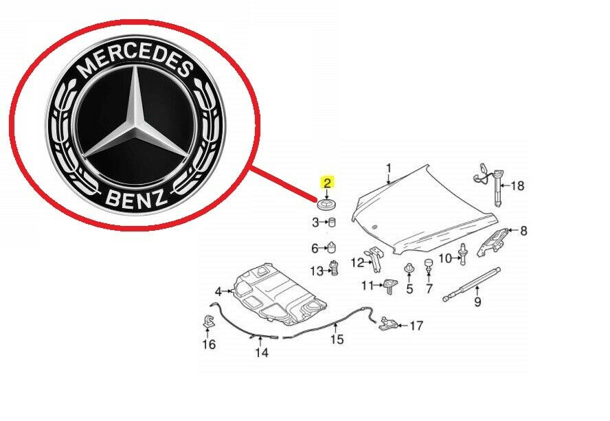 Mercedes Stern Motorhaube S-KLASSE W223 (+weitere) Schwarz Glanz