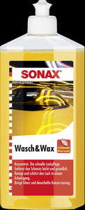 SONAX Wasch & Wax (500 ml) gründliche Schmutzentfernung und dauerhafter Schutzfilm aus natürlichem Carnauba-Wachs