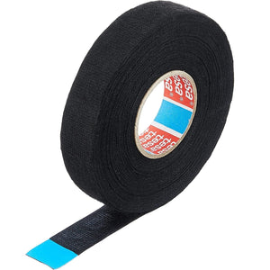 tesa Gewebeband PET-Vlies 51608 Isolierband für Kabelbäume Baumwolle Klebeband (50mm x 25m), Schwarz