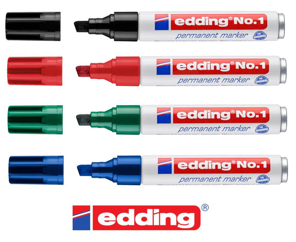 edding No. 1 Permanentmarker Keilspitz 1-5mm Farbe wählbar schwarz blau rot grün