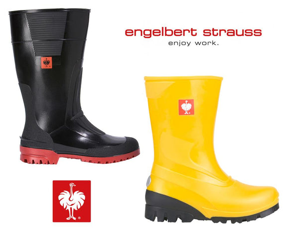 engelbert strauss Gummistiefel für Kinder (gelb) und Erwachsene (schwarz)