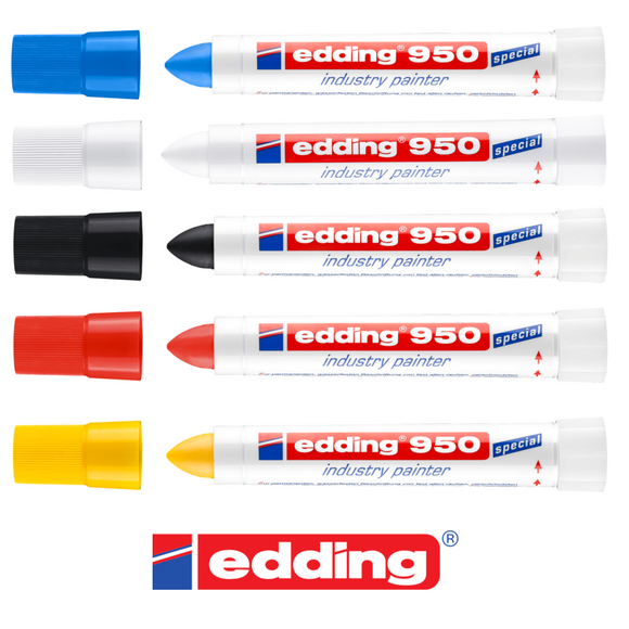 edding 950 Industriemarker permanent industry painter 10mm blau weiß schwarz rot gelb