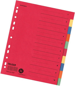 10x Falken Trennblätter Register überbreit 80086390 DIN-A4, 24x30cm, 230g/m² Karton - EUR / 0,699 - Einheit