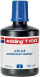 edding T100 Permanentmarker Nachfülltinte - Tusche für edding Permanent Marker Farbe wählbar schwarz blau rot grün