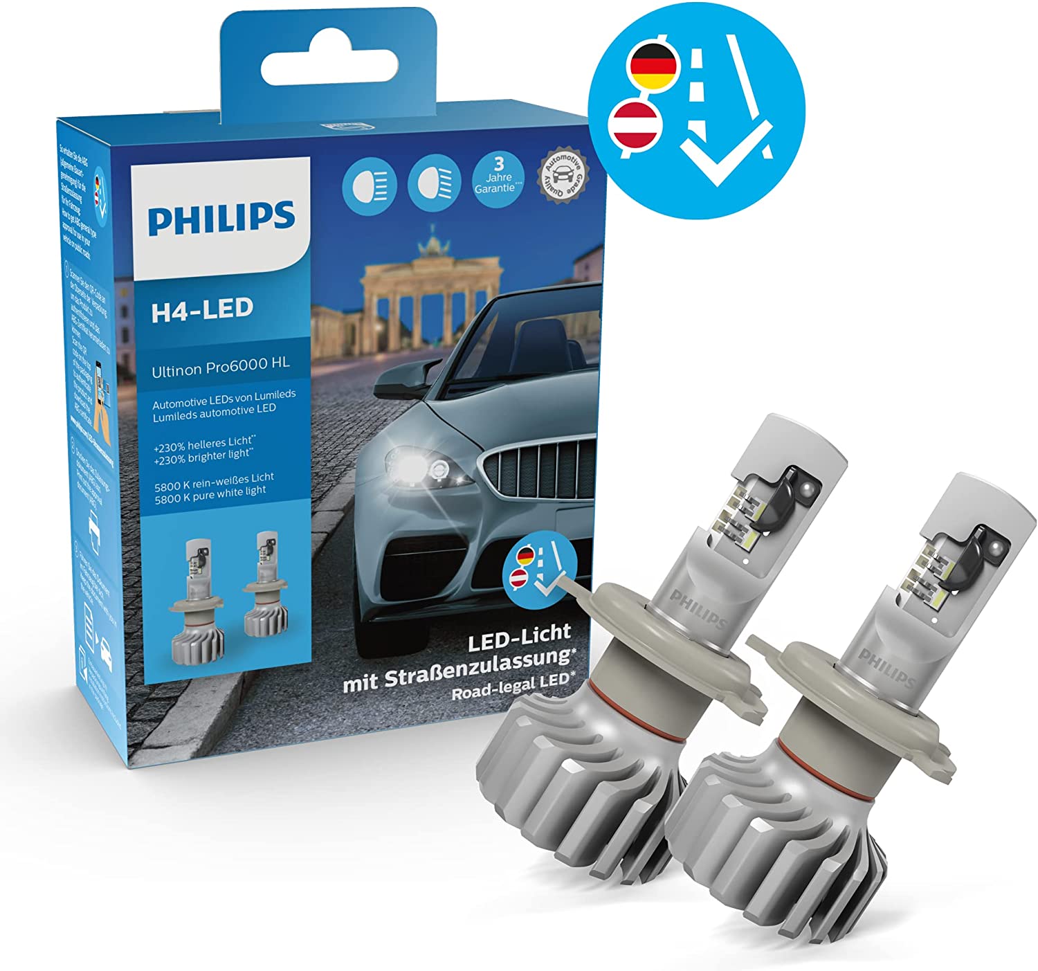 Philips H4 12V 18W P43t Ultinon Pro6000 LED 5800K mit Straßenzulassung –  Kummert Business eCommerce