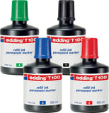 edding T100 Permanentmarker Nachfülltinte - Tusche für edding Permanent Marker Farbe wählbar schwarz blau rot grün