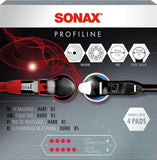 SONAX SchaumPad Polierschwamm Politurpad hart 85mm rot feinporig 4er Pack