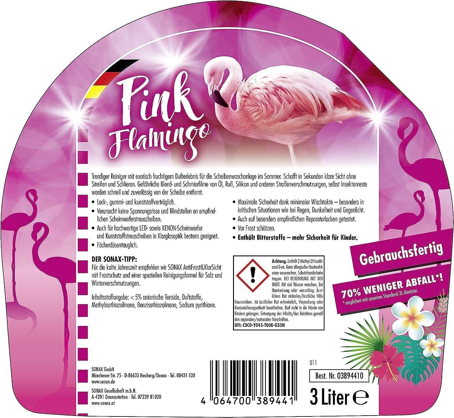 Reiniger Scheibenreiniger gebrauchsfertig Sonax Pink Flamingo 3 Liter – Kummert  Business eCommerce
